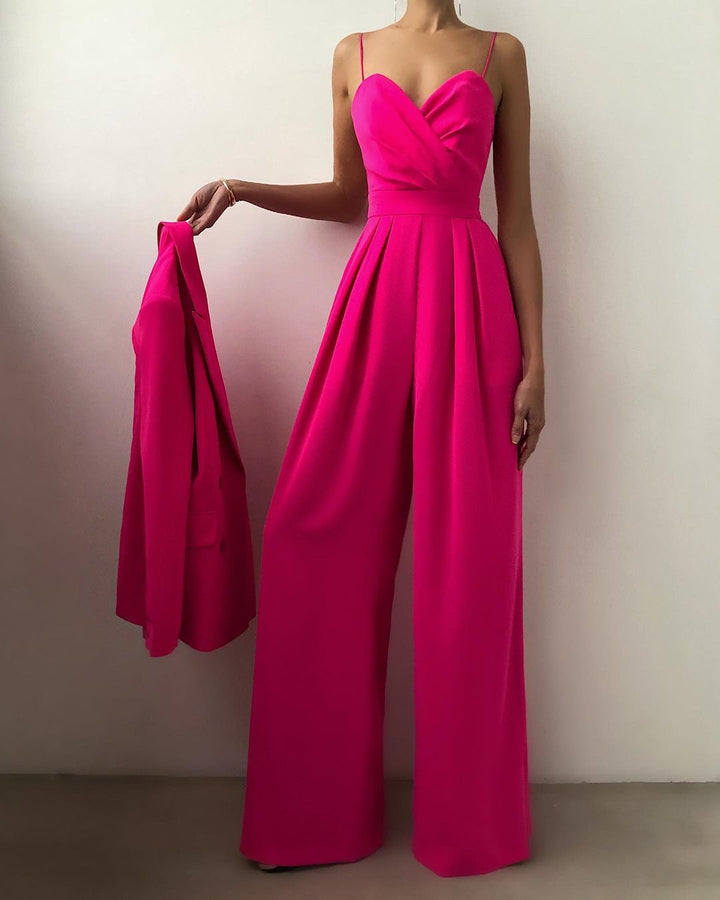 LS | Women Slim Bodice Wide Leg Jumpsuit