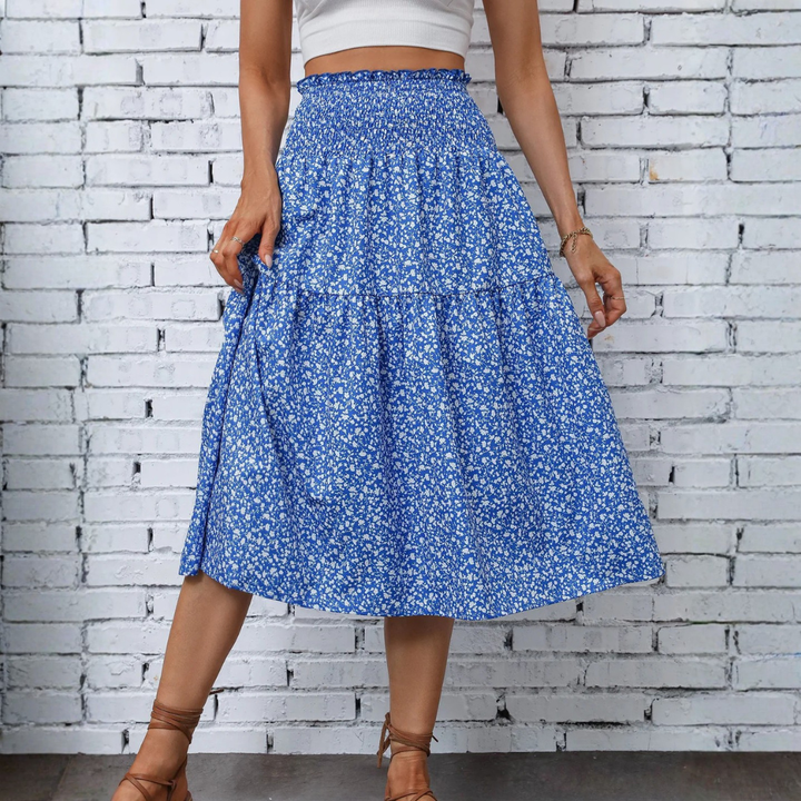 LS | Women Smocked Waist Midi Skirt