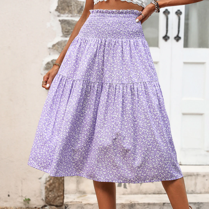 LS | Women Smocked Waist Midi Skirt