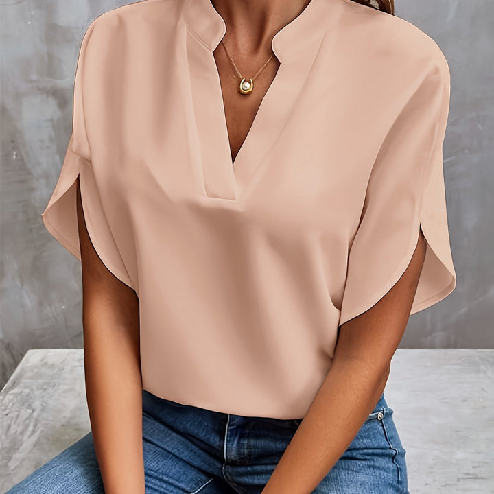 LS | Women Soft Flow Split Neck Blouse