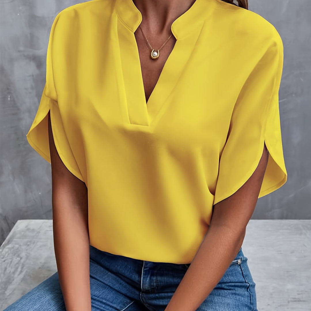 LS | Women Soft Flow Split Neck Blouse