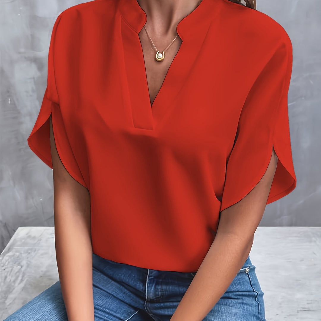 LS | Women Soft Flow Split Neck Blouse