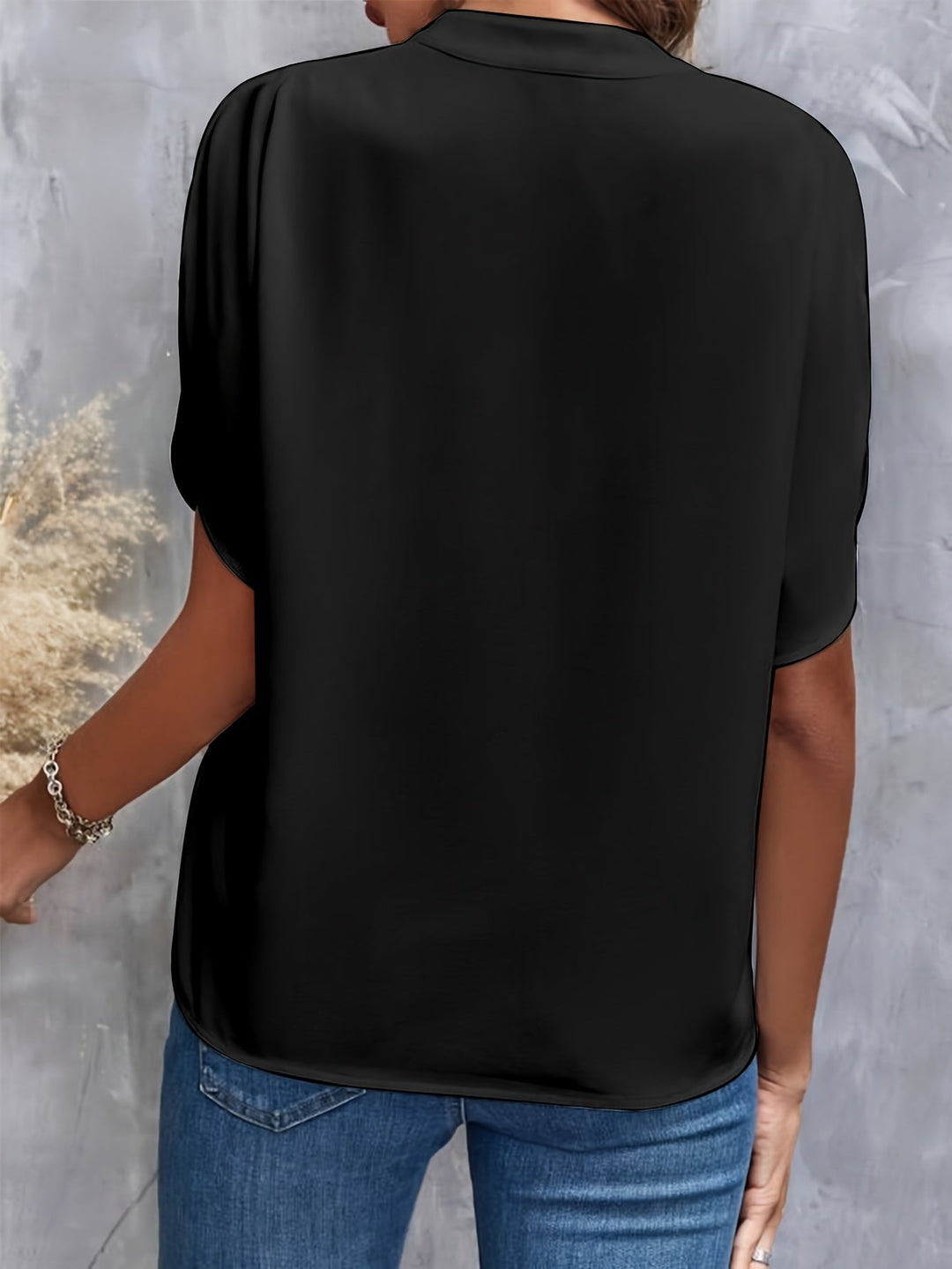 LS | Women Soft Flow Split Neck Blouse