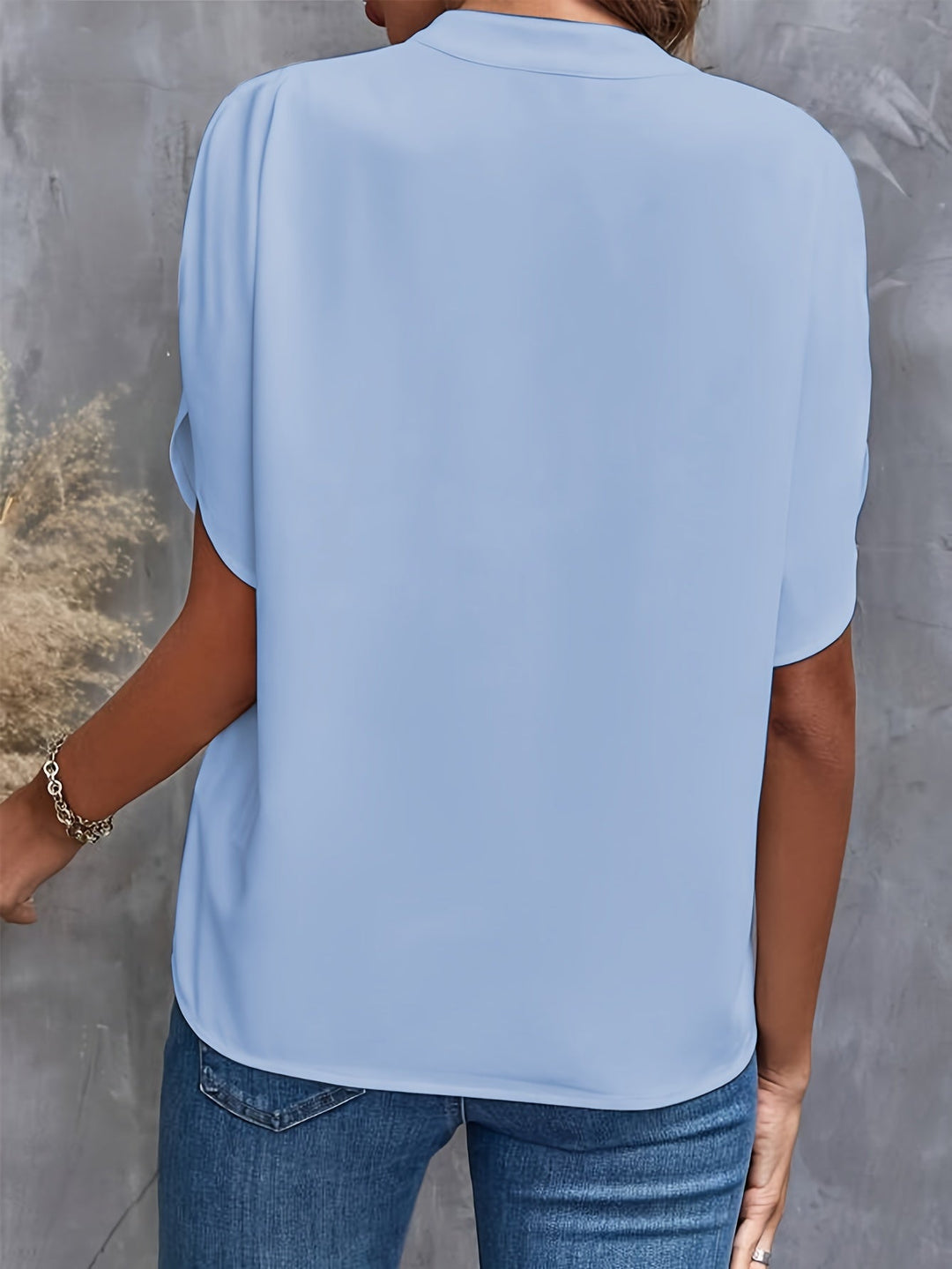 LS | Women Soft Flow Split Neck Blouse