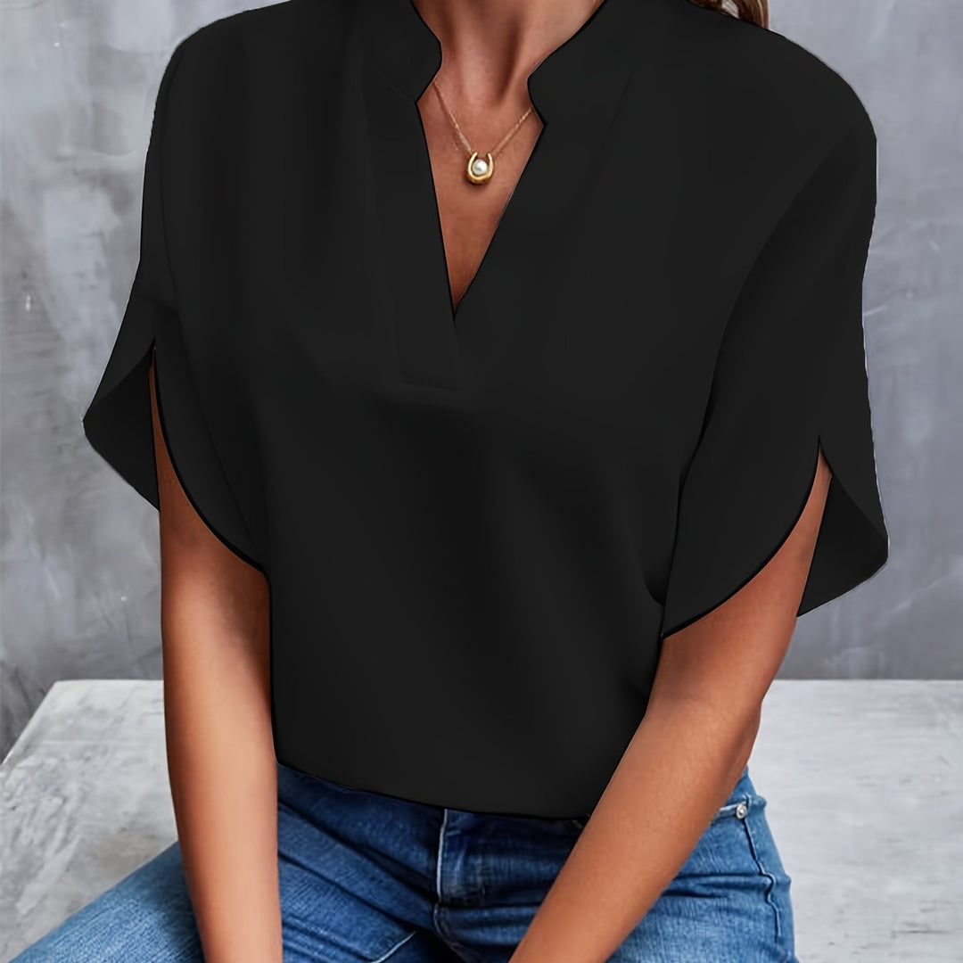 LS | Women Soft Flow Split Neck Blouse