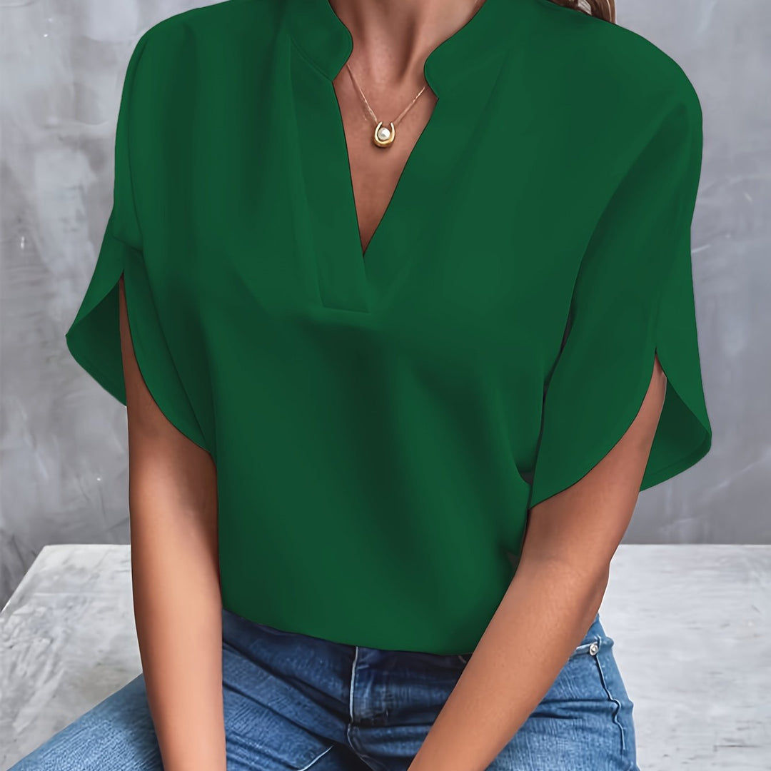 LS | Women Soft Flow Split Neck Blouse