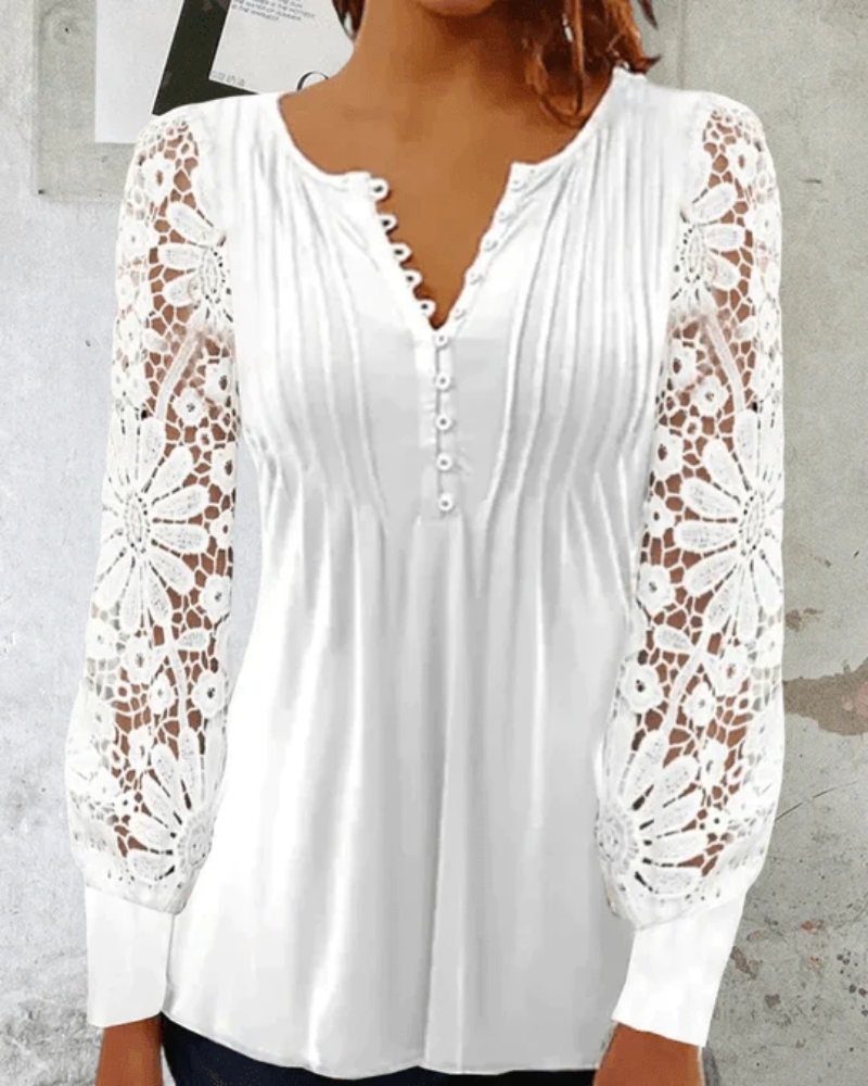 LS | Women Soft Pleated V Neck Blouse