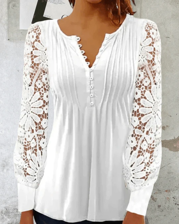 LS | Women Soft Pleated V Neck Blouse
