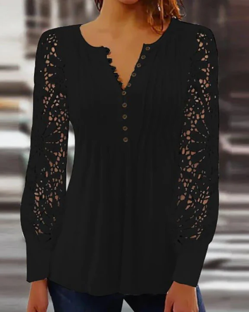 LS | Women Soft Pleated V Neck Blouse