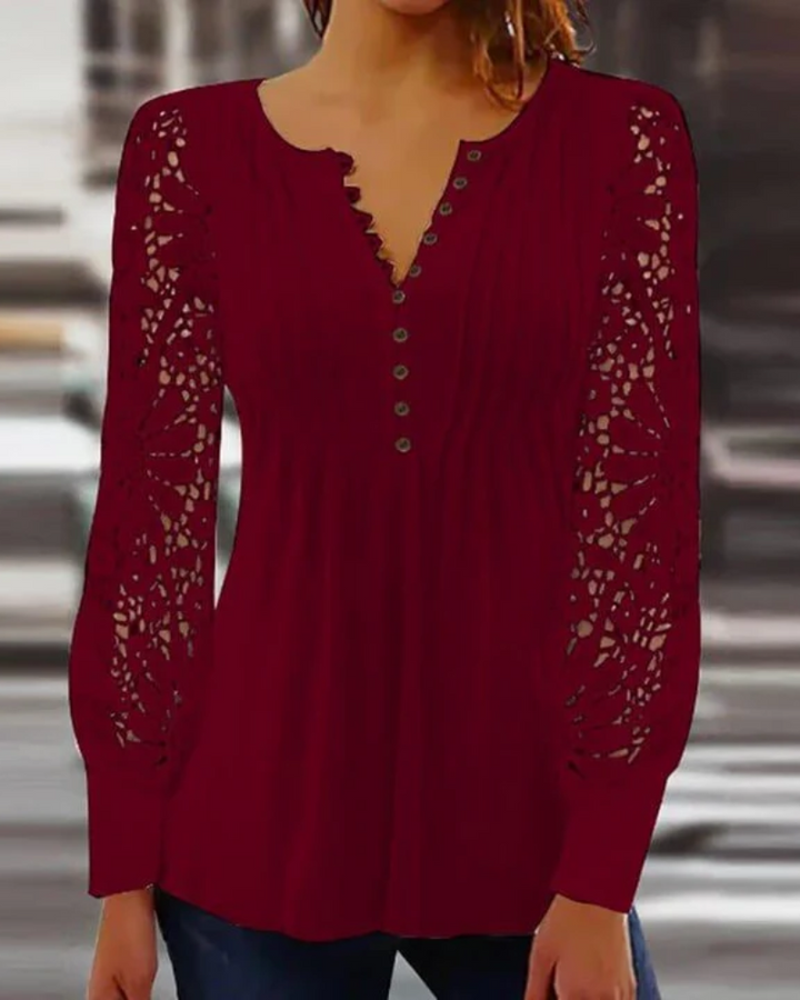 LS | Women Soft Pleated V Neck Blouse