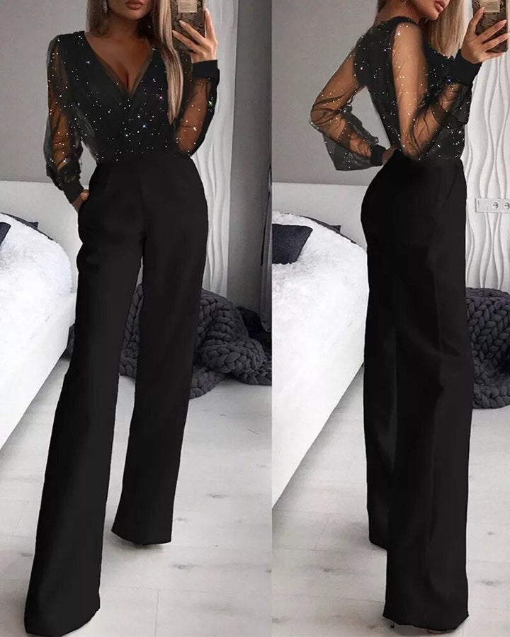 LS | Women Sparkle Mesh Jumpsuit