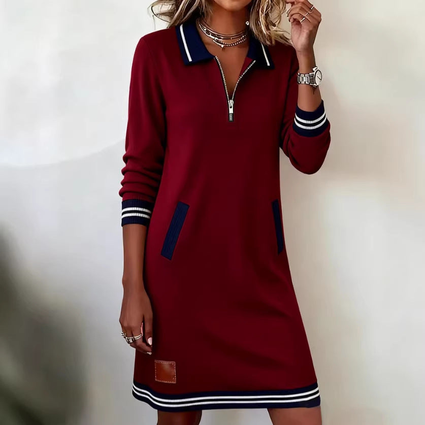 LS | Women Sport Zip Collar Mini Dress