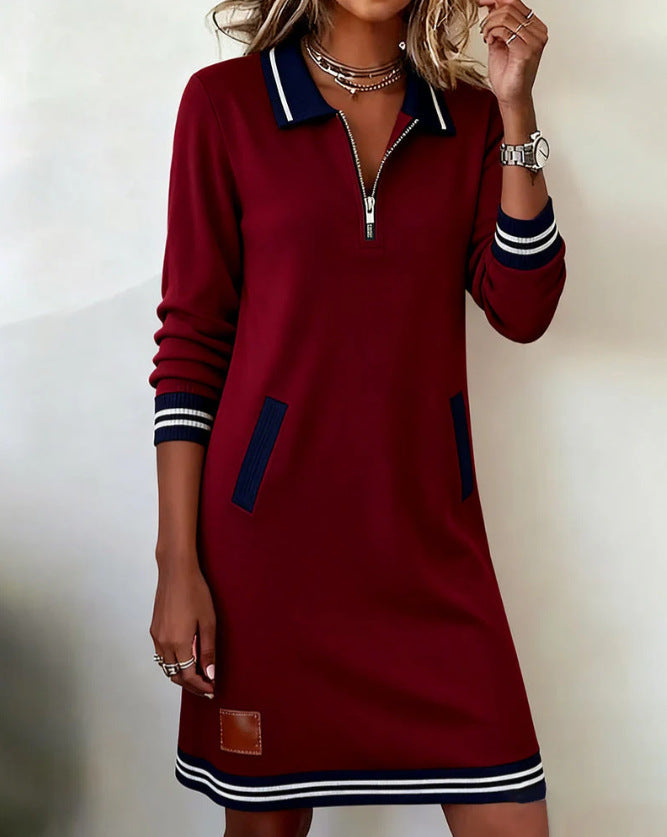 LS | Women Sport Zip Collar Mini Dress