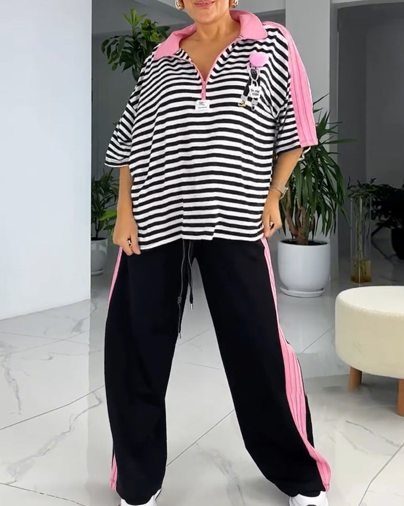 LS | Women Street Stripe Lounge Pants Set
