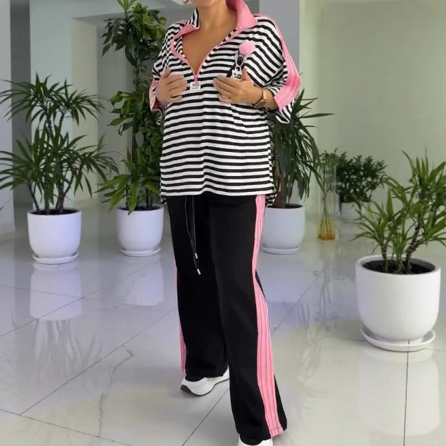 LS | Women Street Stripe Lounge Pants Set
