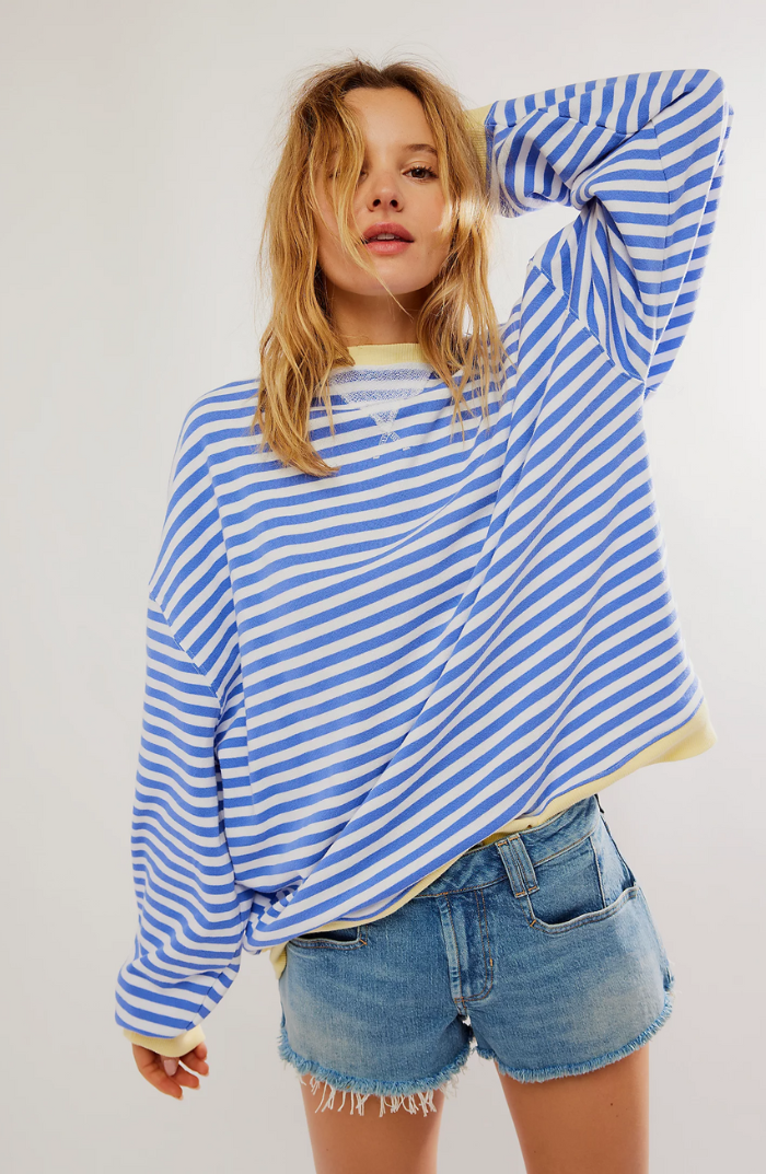 LS | Women Striped Oversized Sweatshirt