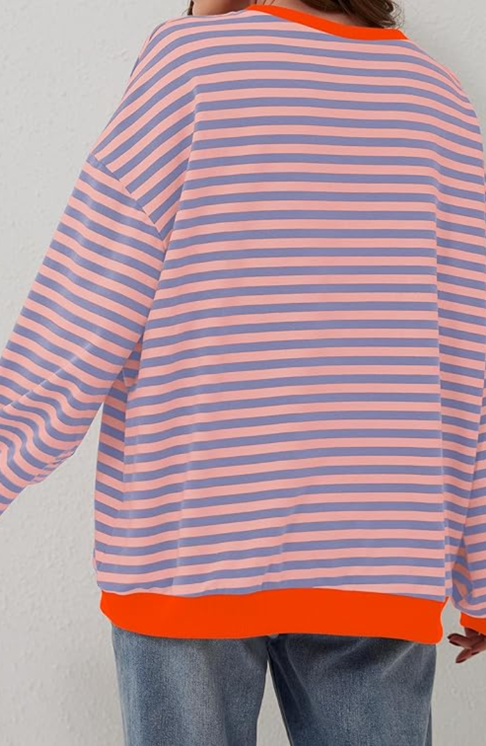 LS | Women Striped Oversized Sweatshirt