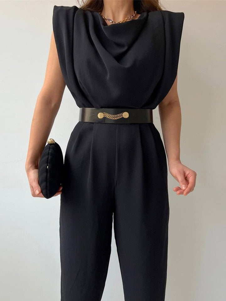 LS | Women Structured Waist Belt Jumpsuit