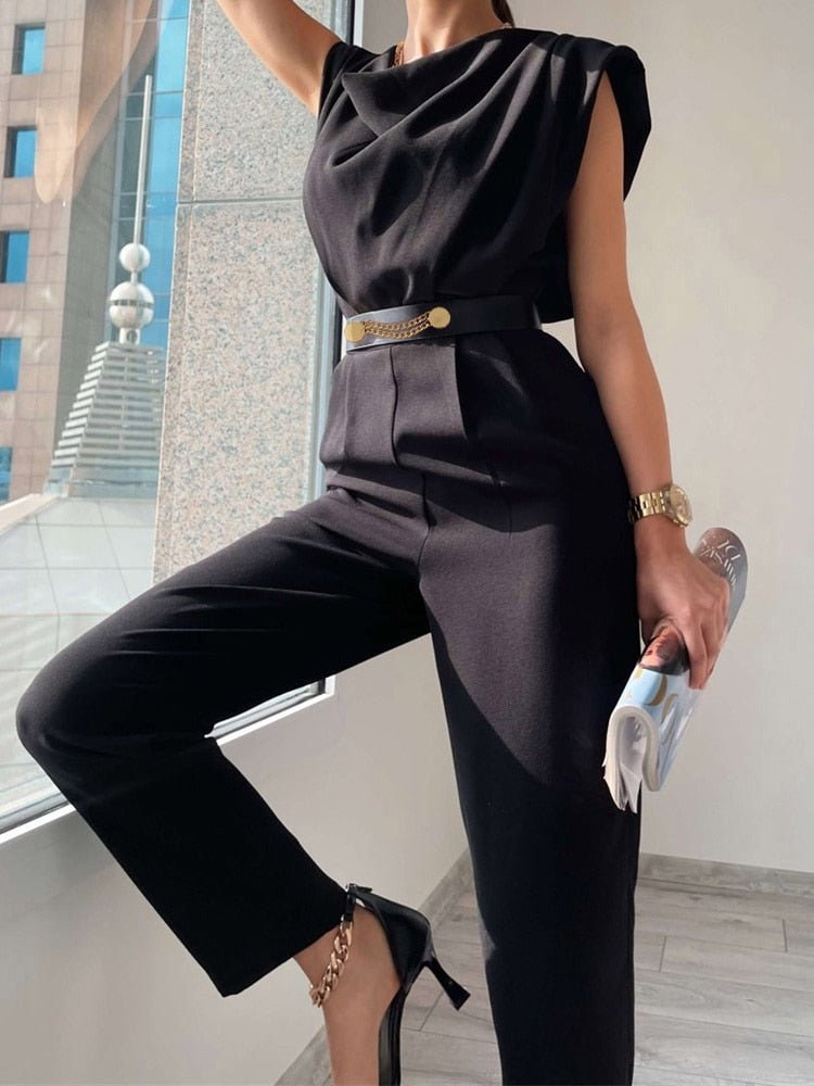 LS | Women Structured Waist Belt Jumpsuit