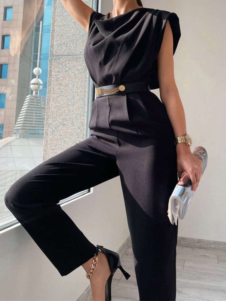 LS | Women Structured Waist Belt Jumpsuit