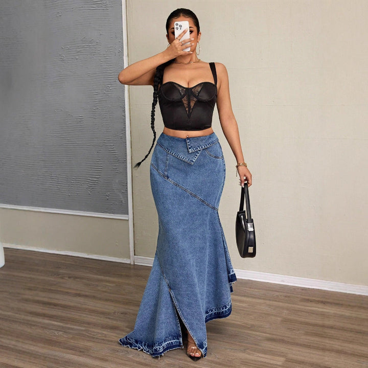 LS | Women Stylish Denim Maxi Skirt