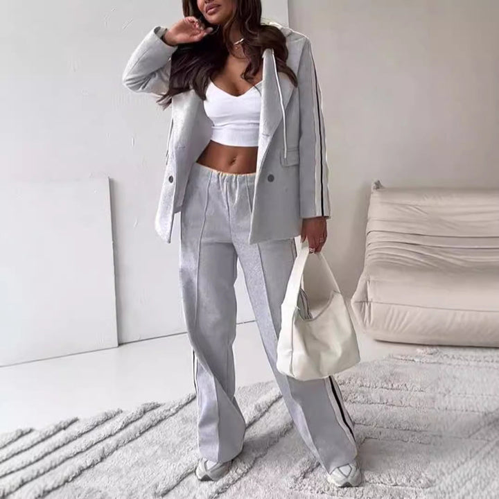 LS | Women Trend Stripe Tailored Pants Set
