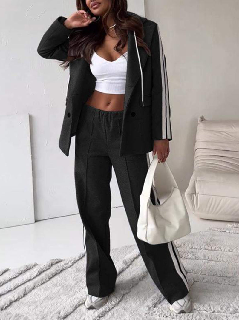 LS | Women Trend Stripe Tailored Pants Set