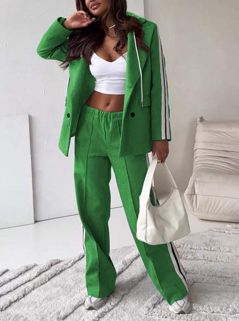 LS | Women Trend Stripe Tailored Pants Set