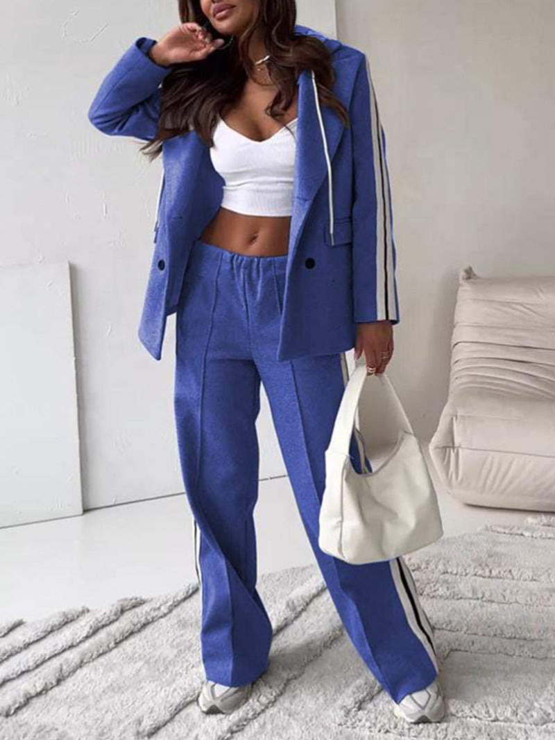 LS | Women Trend Stripe Tailored Pants Set