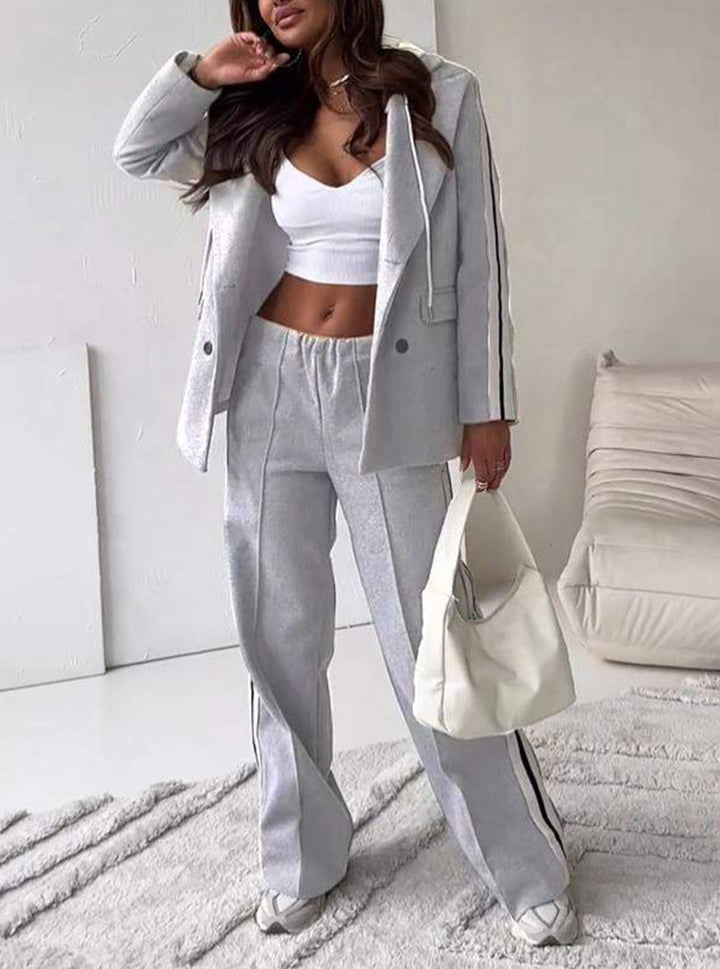 LS | Women Trend Stripe Tailored Pants Set