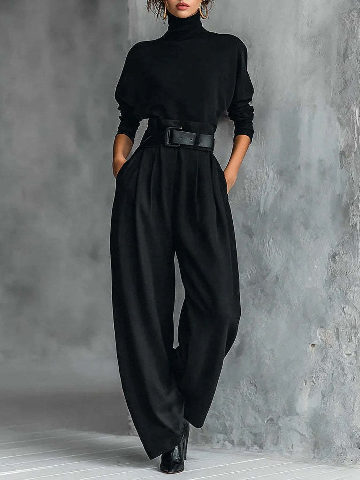 LS | Women Turtleneck Wide Leg Jumpsuit
