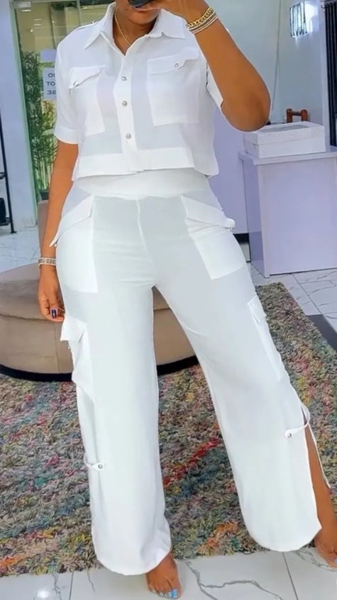 LS | Women Utility Crop Top Pants Set