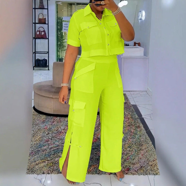 LS | Women Utility Crop Top Pants Set