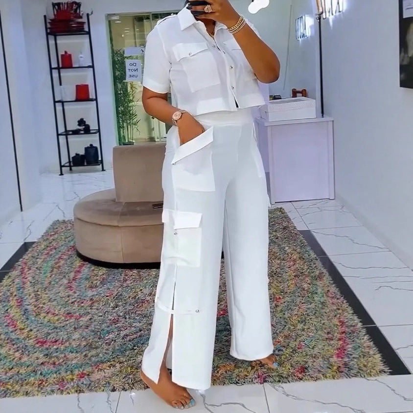 LS | Women Utility Crop Top Pants Set