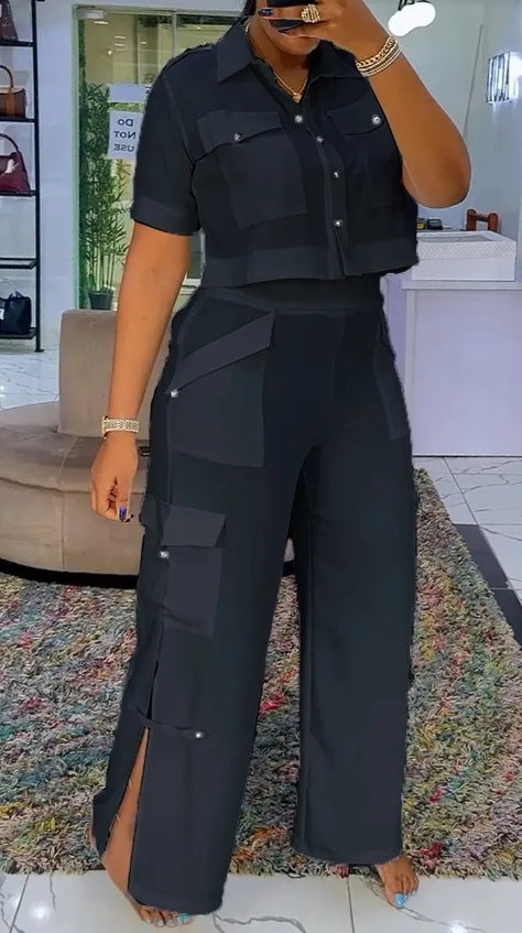 LS | Women Utility Crop Top Pants Set