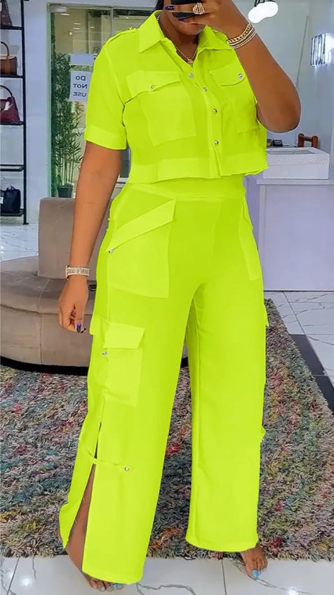 LS | Women Utility Crop Top Pants Set