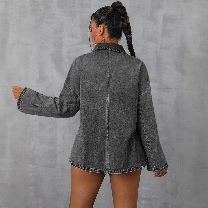 LS | Women Vintage Wash Denim Pullover Top