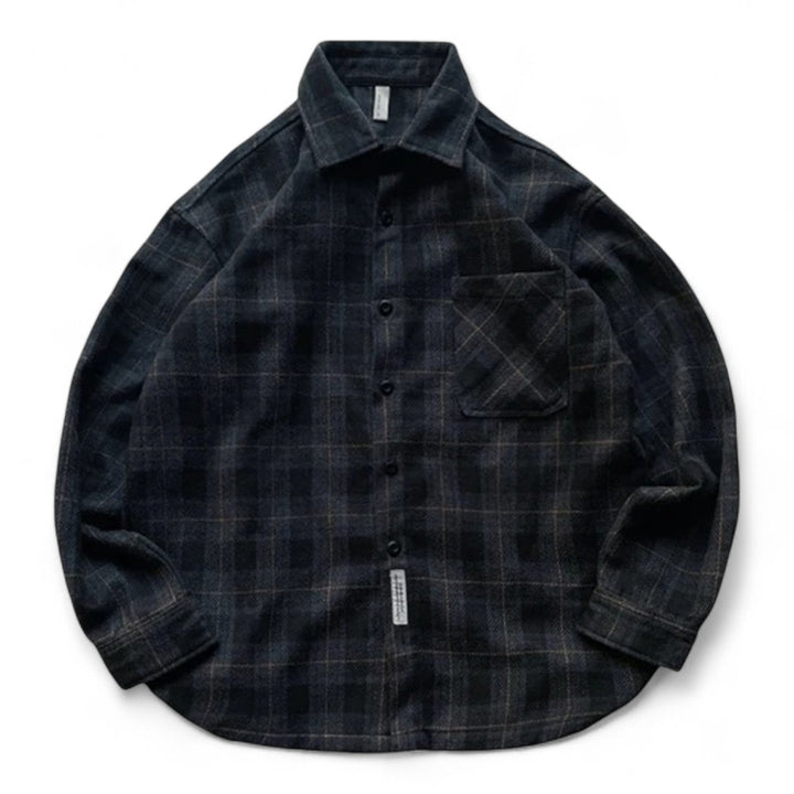 Men Dark Plaid Overshirt LionStyle