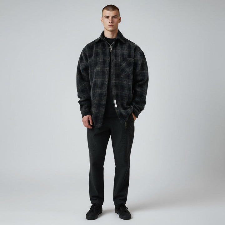 Men Dark Plaid Overshirt LionStyle