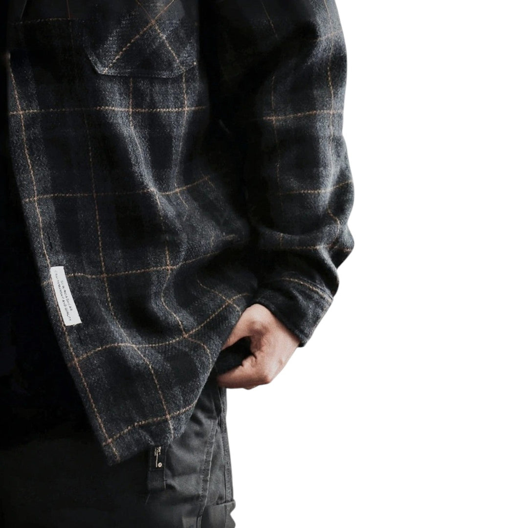 Men Dark Plaid Overshirt LionStyle