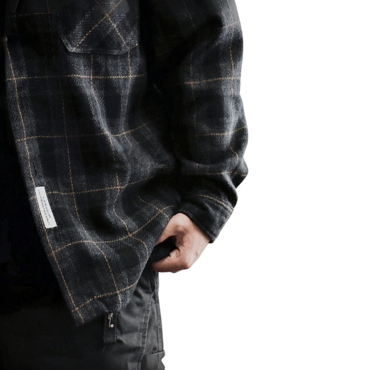 Men Dark Plaid Overshirt LionStyle