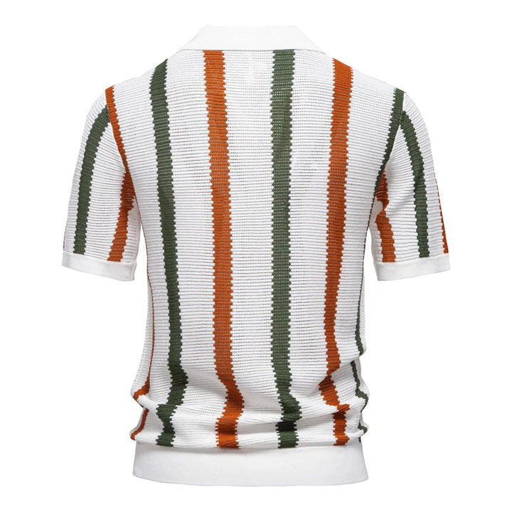 Men Retro Stripe Knit Polo LionStyle