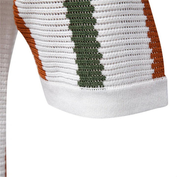 Men Retro Stripe Knit Polo LionStyle
