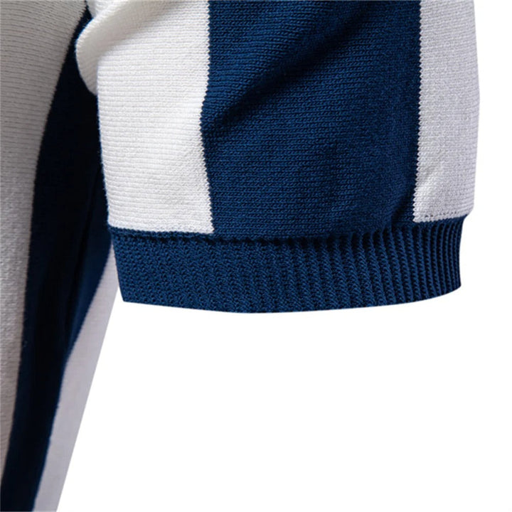 Men Retro Stripe Zip Polo LionStyle
