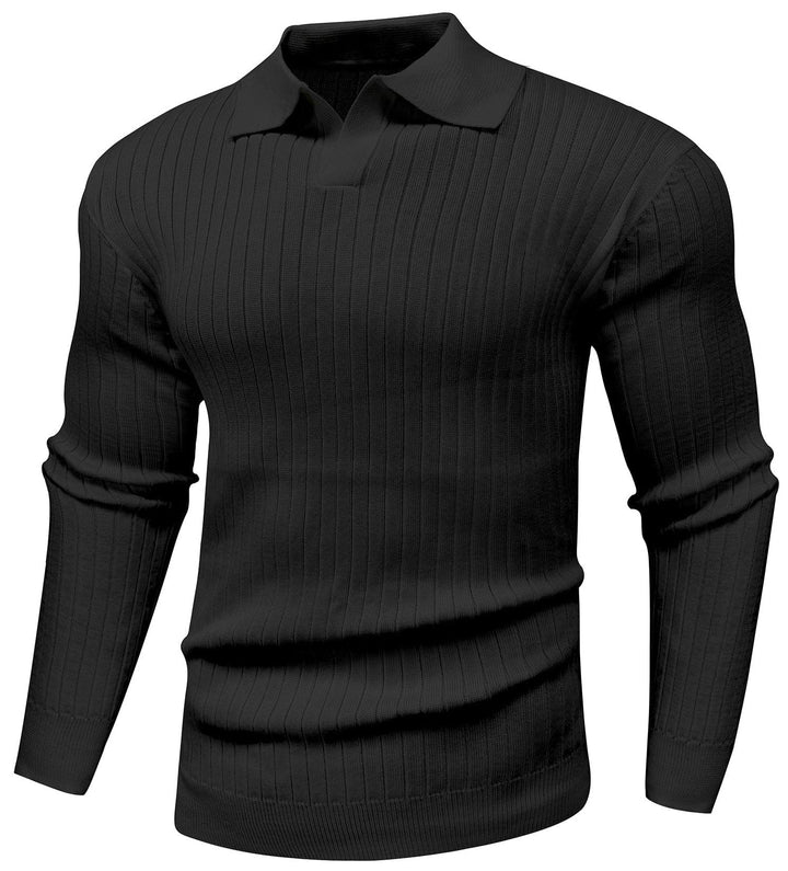 Men Rib Knit Long Sleeve Polo LionStyle
