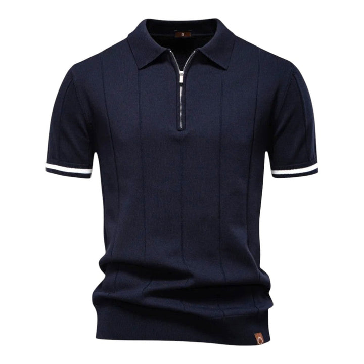 Men Zip Collar Knit Polo LionStyle