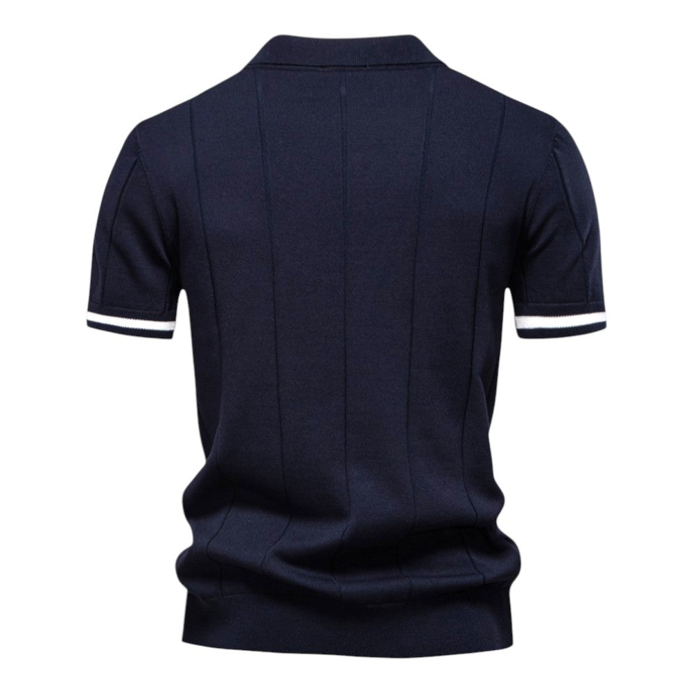 Men Zip Collar Knit Polo LionStyle