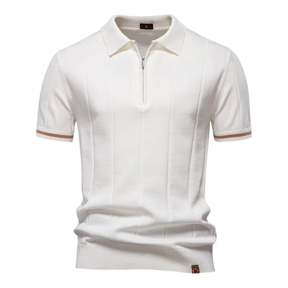Men Zip Collar Knit Polo LionStyle