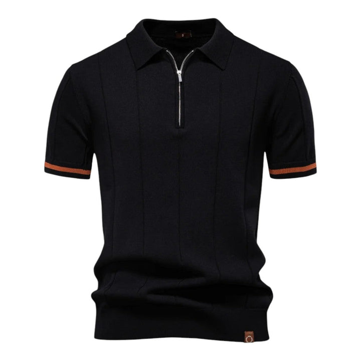 Men Zip Collar Knit Polo LionStyle