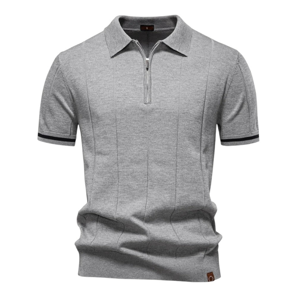 Men Zip Collar Knit Polo LionStyle